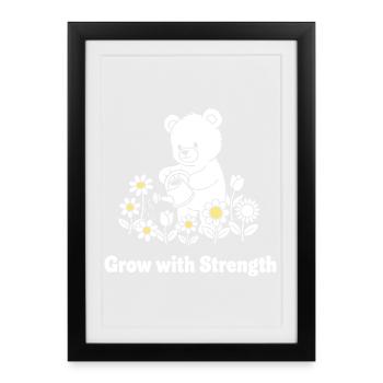 L’ours arrose les fleurs – la force grandit - Affiche encadrée (27 × 37 cm) - noir - Devant