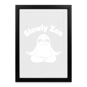 Méditation Zen Paresseuse - Affiche encadrée (27 × 37 cm) - noir - Devant