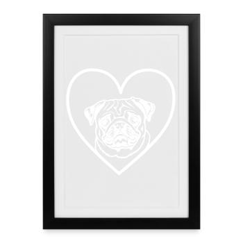 Pug Heart Lover Dog Owner - Framed poster (27 × 37 cm) - black - Front