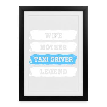 Chauffeur de taxi Taxi - Affiche encadrée (27 × 37 cm) - noir - Devant