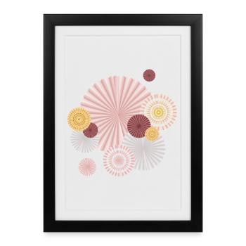 Rosettes pastel – Éventails décoratifs en papier - Affiche encadrée (27 × 37 cm) - noir - Devant