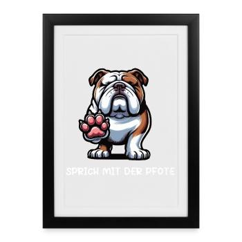 Parlez avec la patte Bulldog anglais Tyran - Affiche encadrée (27 × 37 cm) - noir - Devant