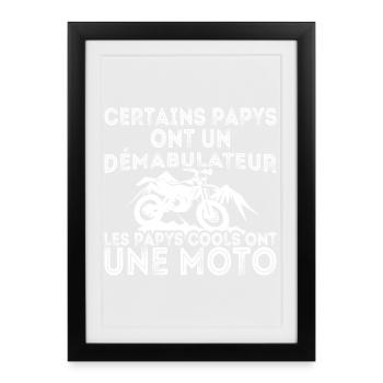 Drôle Motard Les Papys Cools Ont Une Moto - Affiche encadrée (27 × 37 cm) - noir - Devant
