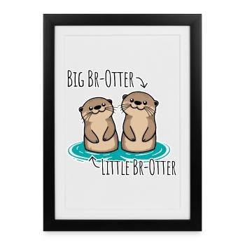 Mignons frères loutres pour grands et petits frères - Affiche encadrée (27 × 37 cm) - noir - Devant