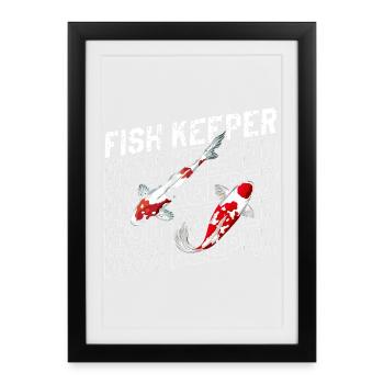 Fish Keeper Aquatic Pond Hobby Minimalist Style - Framed poster (27 × 37 cm) - black - Front