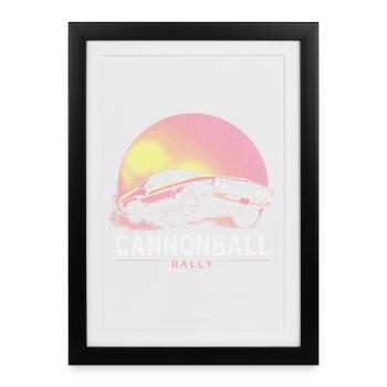 Muscle Car de Halftone Rallye Cannonball - Affiche encadrée (27 × 37 cm) - noir - Devant