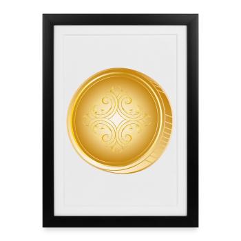 Pièce d’or noble avec ornements – avec style et panache - Affiche encadrée (27 × 37 cm) - noir - Devant