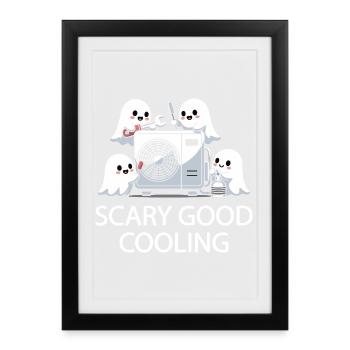 Conception HVAC fantôme d’Halloween - Refroidissement effrayant - Affiche encadrée (27 × 37 cm) - noir - Devant
