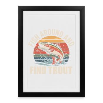 Fishing fun &amp; trout catching – Petri Heil motif - Framed poster (27 × 37 cm) - black - Front