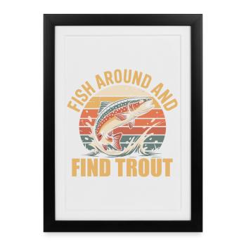 Fishing fun &amp; trout catching – Petri Heil motif - Framed poster (27 × 37 cm) - black - Front