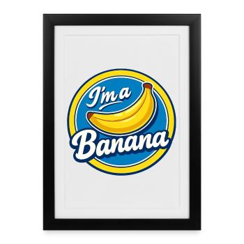 Déguisement de banane Autocollants de fruits de carnaval jaunes Drôles - Affiche encadrée (27 × 37 cm) - noir - Devant