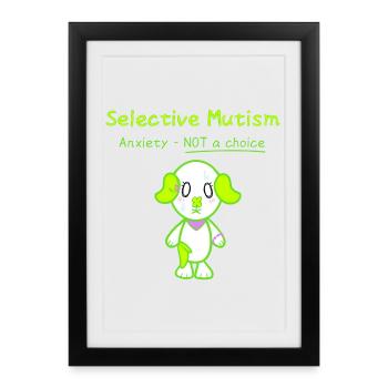 KawaiiDOGGOS - Clover "Selective mutism" print - Framed poster (27 × 37 cm) - black - Front