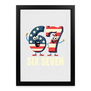 US Flag 67 Memes Six Seven - Affiche encadrée (27 × 37 cm) - noir - Devant