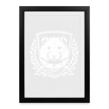 Blason de hamster avec couronne de laurier - Affiche encadrée (27 × 37 cm) - noir - Devant