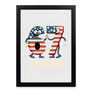 US Flag 67 Memes Six Seven - Affiche encadrée (27 × 37 cm) - noir - Devant