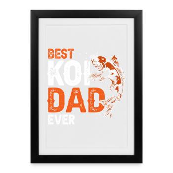 Meilleur papa de carpes koi de tous les temps Fierté de père poisson koi drôle - Affiche encadrée (27 × 37 cm) - noir - Devant