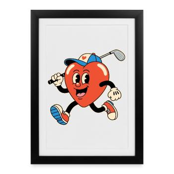 Heart Golf Cartoon - Framed poster (27 × 37 cm) - black - Front
