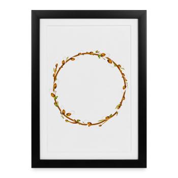 Simple couronne de saule – Décoration printanière - Affiche encadrée (27 × 37 cm) - noir - Devant