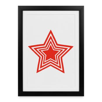 étoile rouge infinie - Affiche encadrée (27 × 37 cm) - noir - Devant