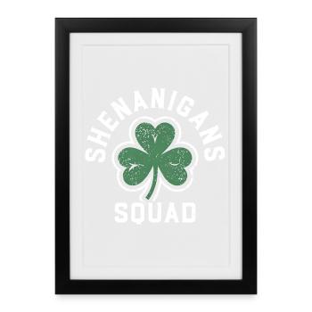 Shenanigans Squad Shamrock Tee - Framed poster (27 × 37 cm) - black - Front