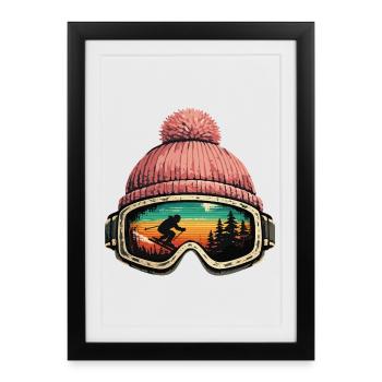 Après Ski Skier Ski Goggles Cadeau d’hiver - Affiche encadrée (27 × 37 cm) - noir - Devant