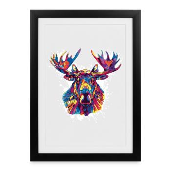 Taches de peinture de cerf pour cerfs - Affiche encadrée (27 × 37 cm) - noir - Devant