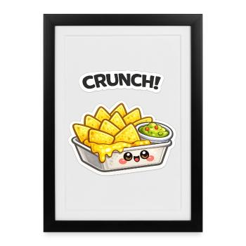Dessin animé Cheese Nachos Kawaii - Affiche encadrée (27 × 37 cm) - noir - Devant