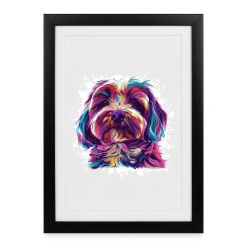 Portrait de chien : Éclaboussure aquarelle - Affiche encadrée (27 × 37 cm) - noir - Devant