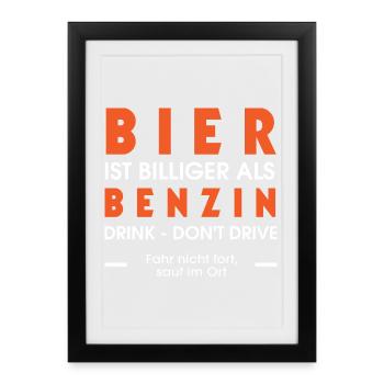 Beer cheaper than gasoline - Framed poster (27 × 37 cm) - black - Front