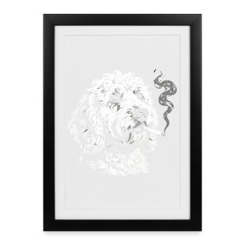 Smoking Goldendoodle: Funny Dog Meme Desig - Framed poster (27 × 37 cm) - black - Front