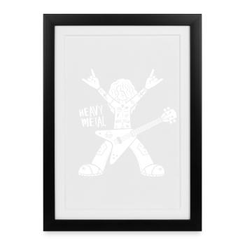 Heavy Metal Guitarist Cartoon Style - Framed poster (27 × 37 cm) - black - Front