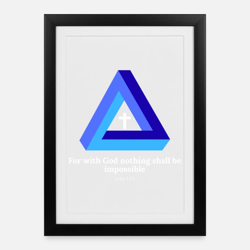 For with God nothing shall be impossible. Luke - Gerahmtes Poster (27 × 37 cm) - Schwarz