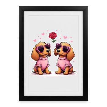 Dackel teckel teckel tekel - Affiche encadrée (27 × 37 cm) - noir - Devant