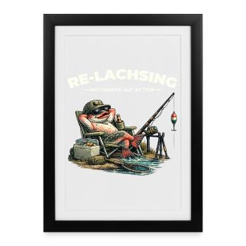 Angler Gift Husband Dad Fishing Re: Salmon & Action - Framed poster (27 × 37 cm) - black - Front