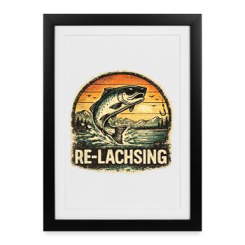 Pêche Cadeau Pêcheur Pêcheur Papa Re Salmon - Affiche encadrée (27 × 37 cm) - noir - Devant