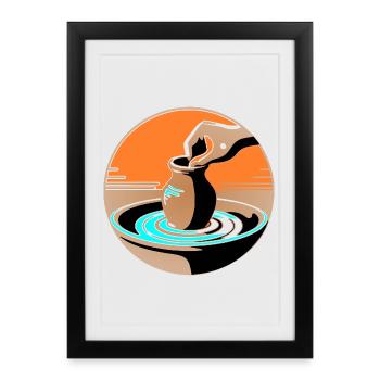 Zen Pottery Master - Édition Bleue - Affiche encadrée (27 × 37 cm) - noir - Devant