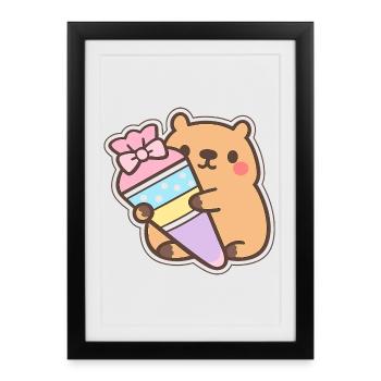 Capybara School Child – 1st Grade - Framed poster (27 × 37 cm) - black - Front