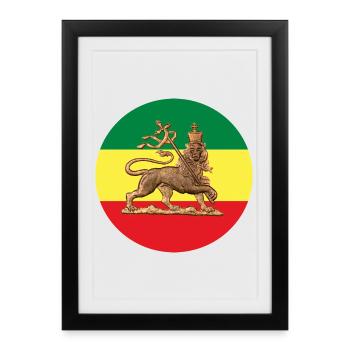 Lion of Judah Rasta Reggae Roots Jah Rastafari - Affiche encadrée (27 × 37 cm) - noir - Devant