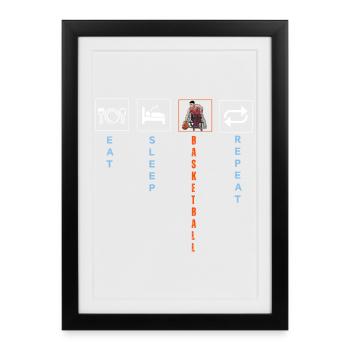Basketball Statement Rollstuhl T-Shirt Shirt - Gerahmtes Poster (27 × 37 cm) - Schwarz - Vorne