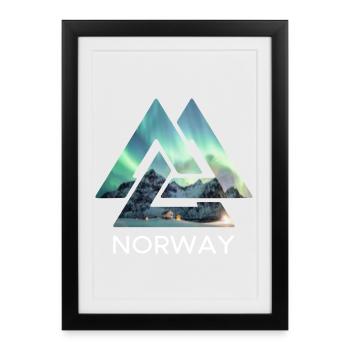 Norway Valknut Northern Lights Celtic Knots - Framed poster (27 × 37 cm) - black - Front