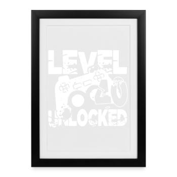 Graphiques de manette niveau 40 Noir Blanc - Affiche encadrée (27 × 37 cm) - noir - Devant