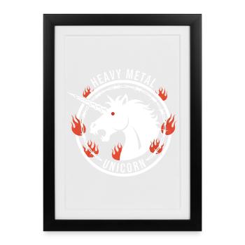 Heavy Metal Unicorn - Einhorn Rock - Framed poster (27 × 37 cm) - black - Front