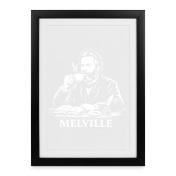 Herman Melville boit un café - Affiche encadrée (27 × 37 cm) - noir - Devant