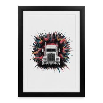 Empreinte de camion semi-remorque cargo - Affiche encadrée (27 × 37 cm) - noir - Devant
