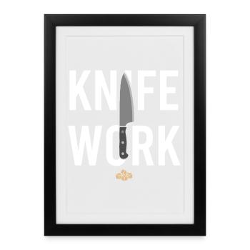 Ligne de préparation cuisine Cuisine Back of House - Affiche encadrée (27 × 37 cm) - noir - Devant