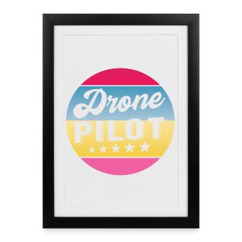 Drone Pilot Drohnenpilot Gradient Badge - Framed poster (27 × 37 cm) - black - Front