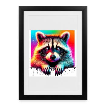 Waschbär - Gerahmtes Poster (27 × 37 cm) - Schwarz - Vorne