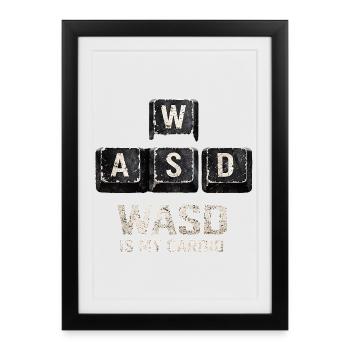 Clavier de jeu drôle WASD Mon Cardio Gamer - Affiche encadrée (27 × 37 cm) - noir - Devant