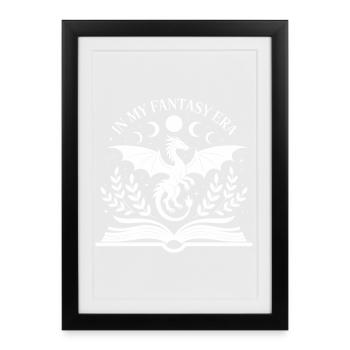 Rat de bibliothèque de livres de Dragon Reading Drôle de Livre de Fantasy Drôle de Fantasy - Affiche encadrée (27 × 37 cm) - noir - Devant