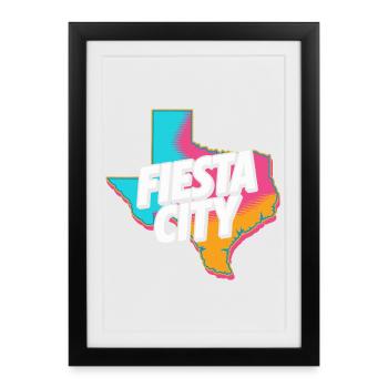 Fiesta City Neon Texas - Affiche encadrée (27 × 37 cm) - noir - Devant
